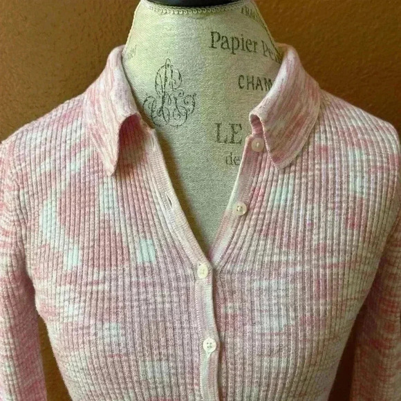 Scotch & Soda Pink/White Yarn Dyed Cardigan Knit  Sweater Size XS EUC! - Picture 8 of 13